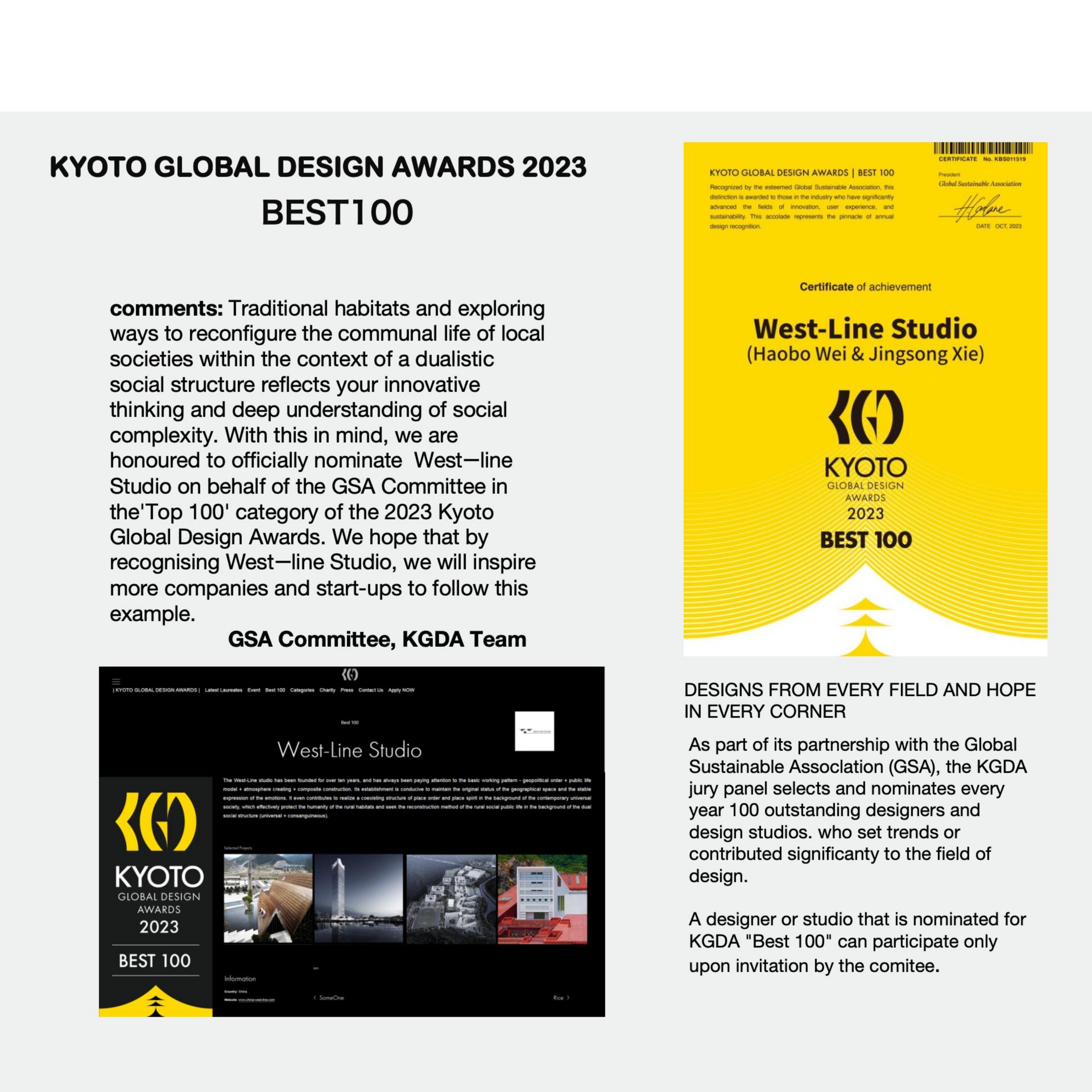 Kyoto Global Design Awards: Best 100