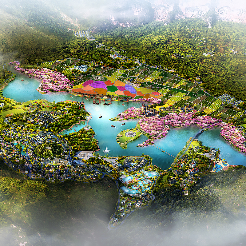 Lean Chinese Painting Mountain Hot Spring Planning