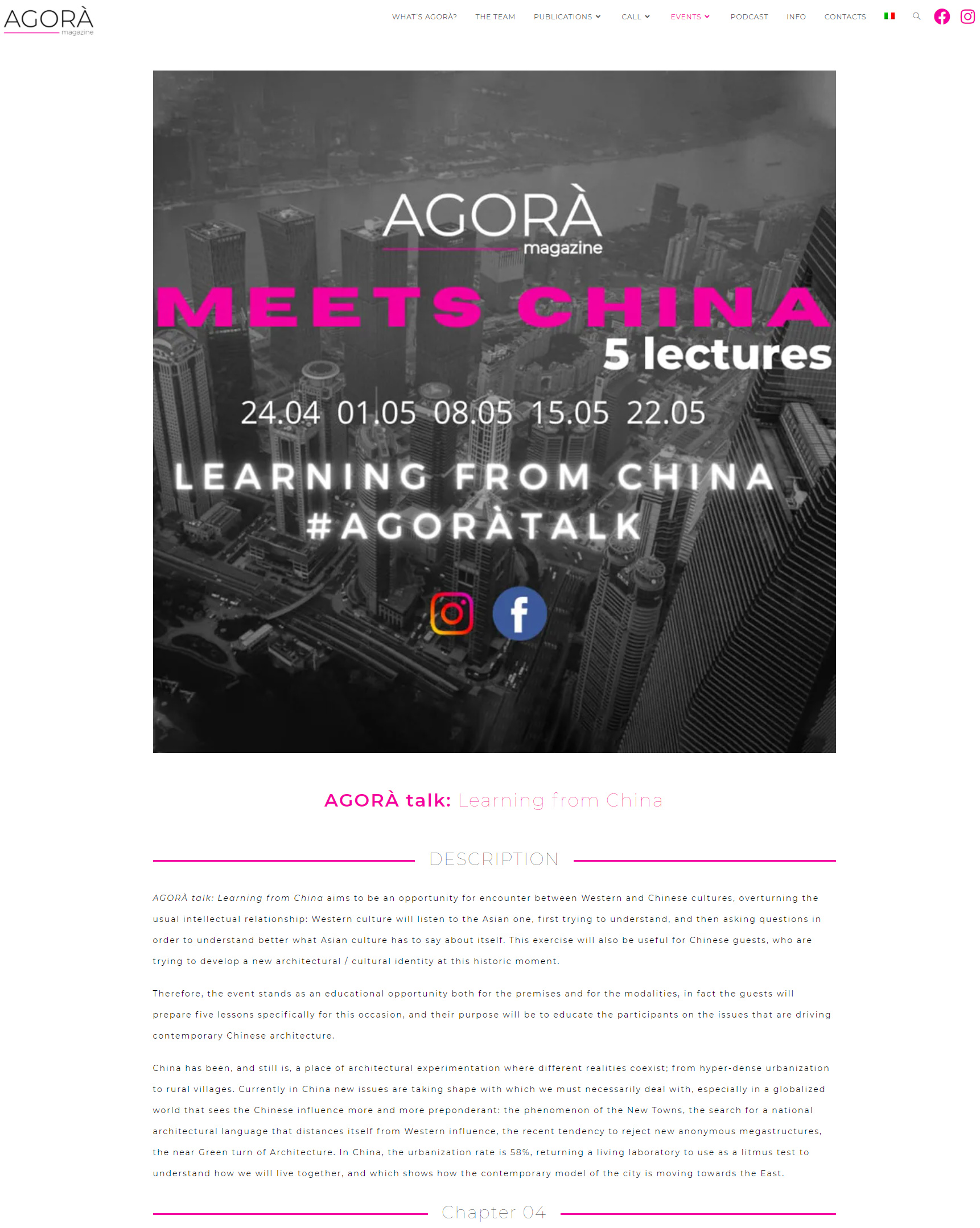 AGORÀ Talk: programme and lecture — 2