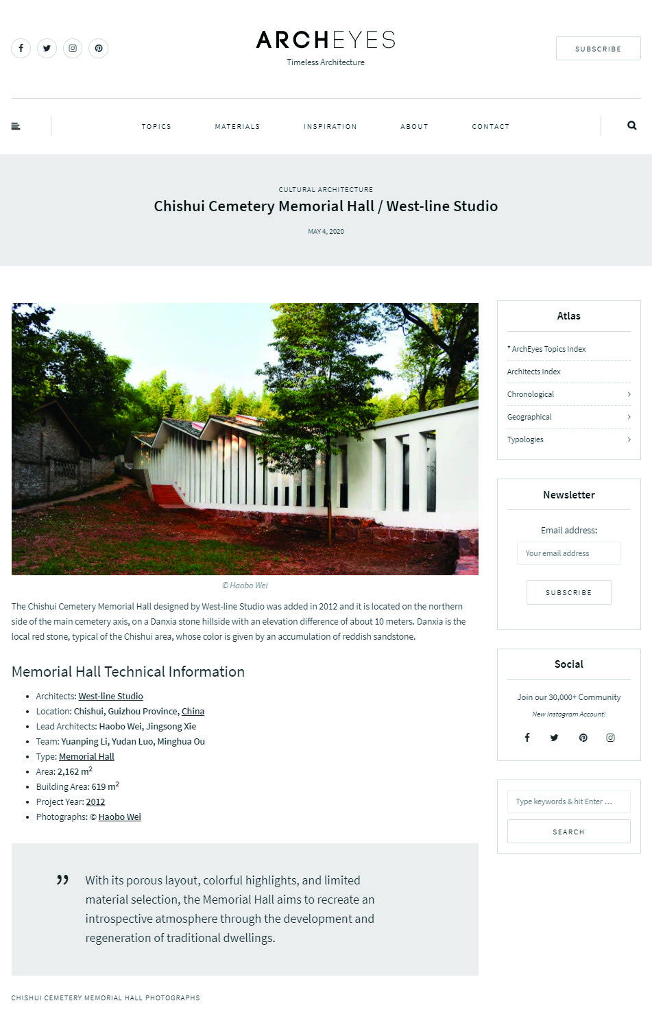 Chishui Cemetery Memorial Hall / West-line Studio