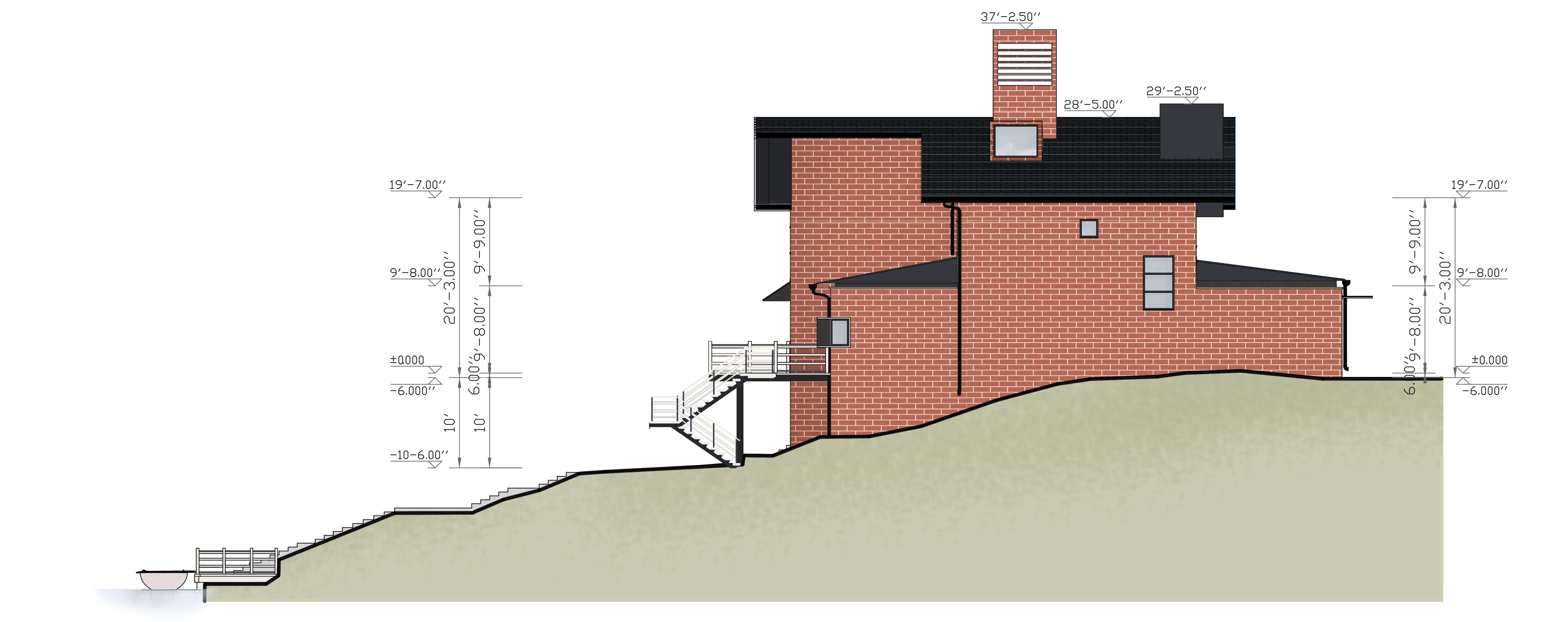 Type A — west elevation, red palette