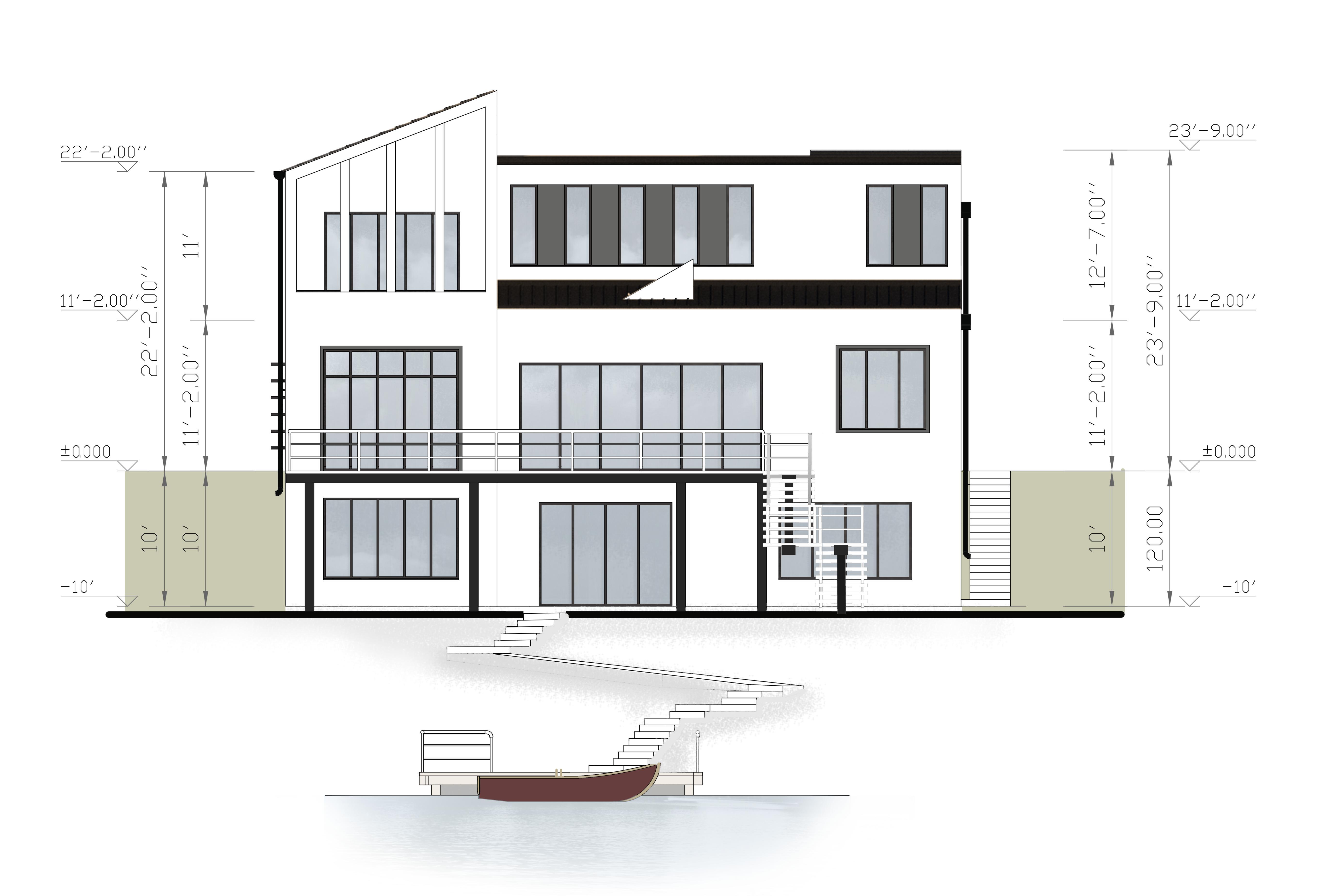 Type B — north elevation, white palette