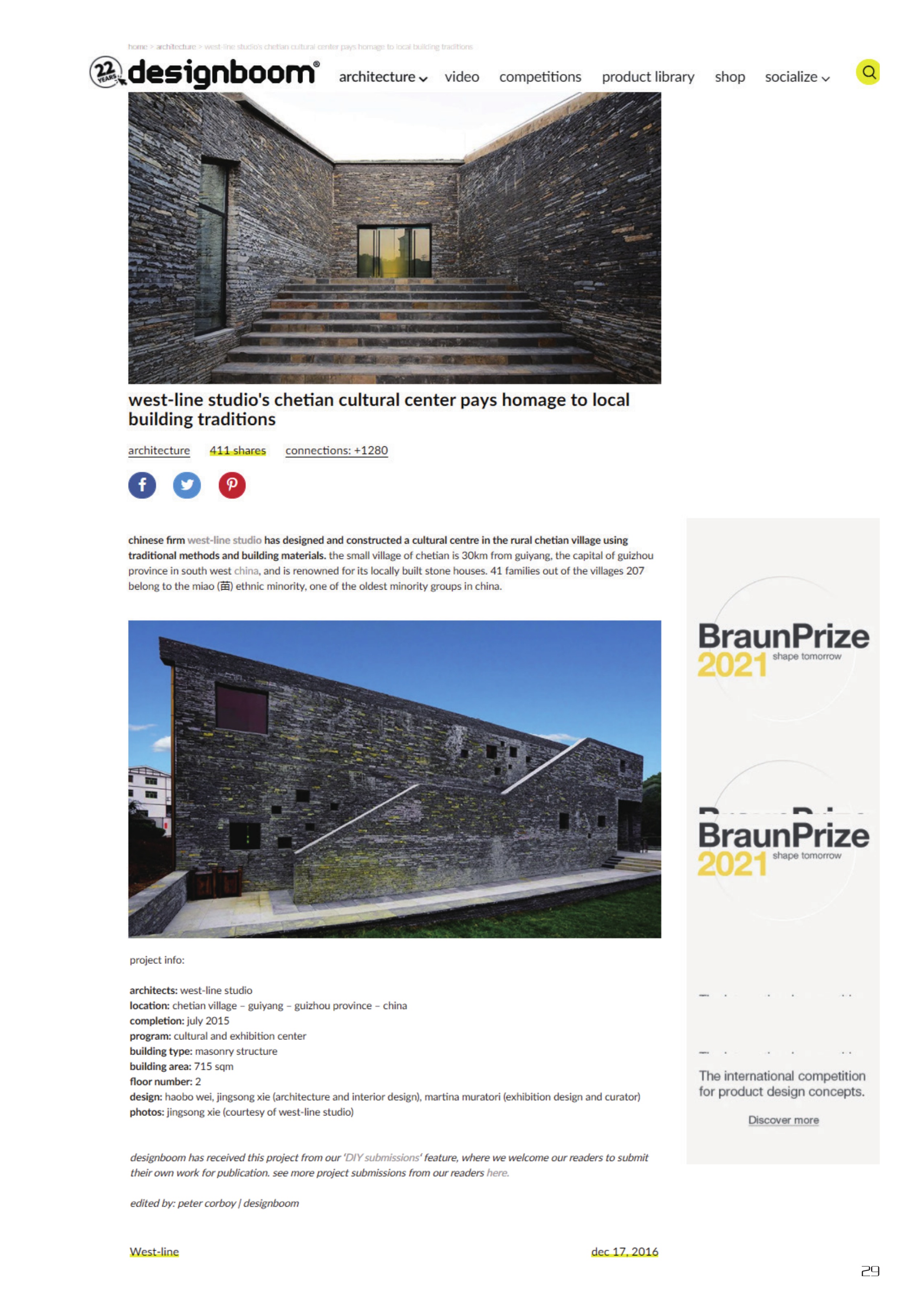 west-line studio’s chetian cultural center pays homage to local building traditions