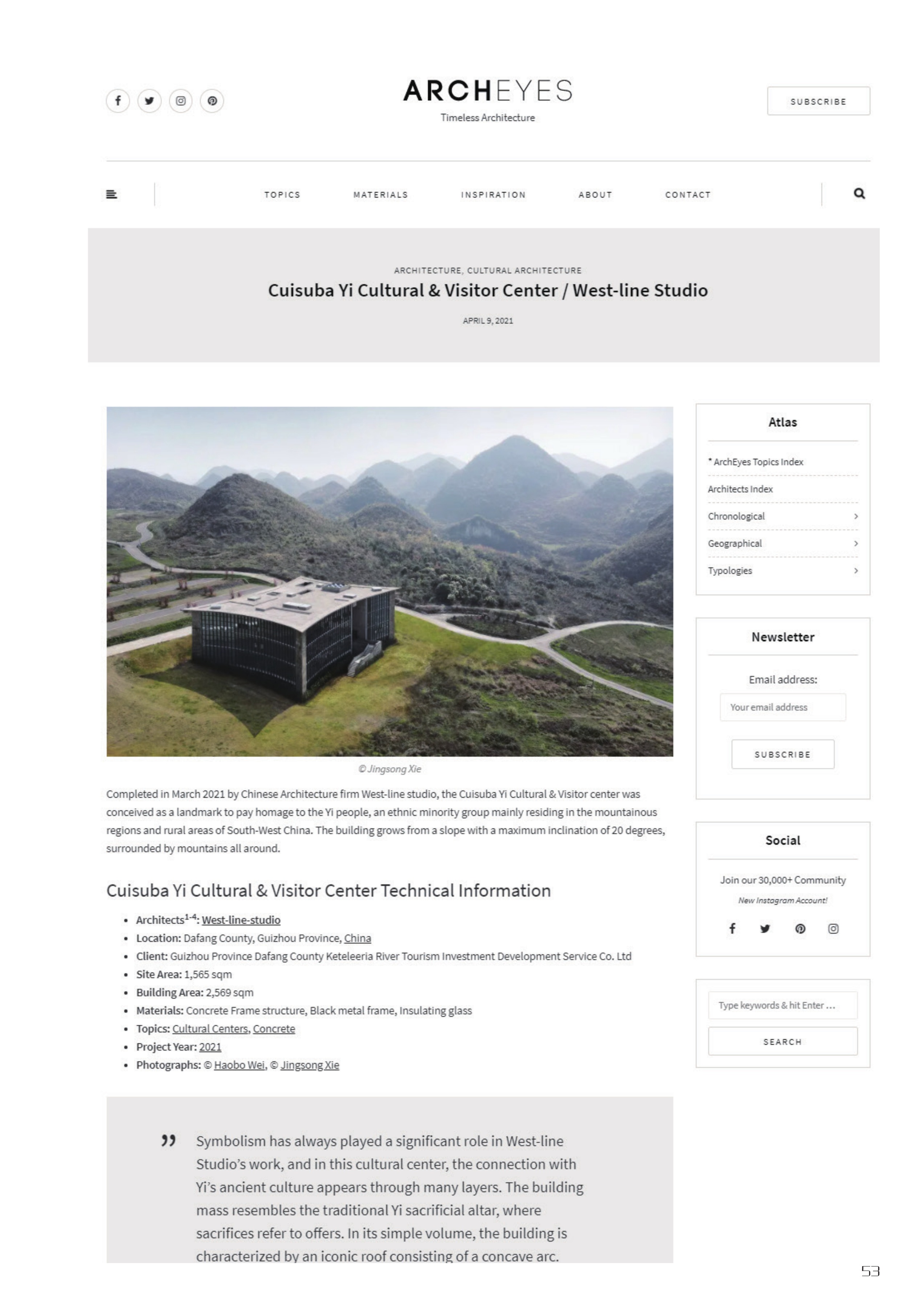 Cuisuba Yi Cultural & Visitor Center / West-line Studio