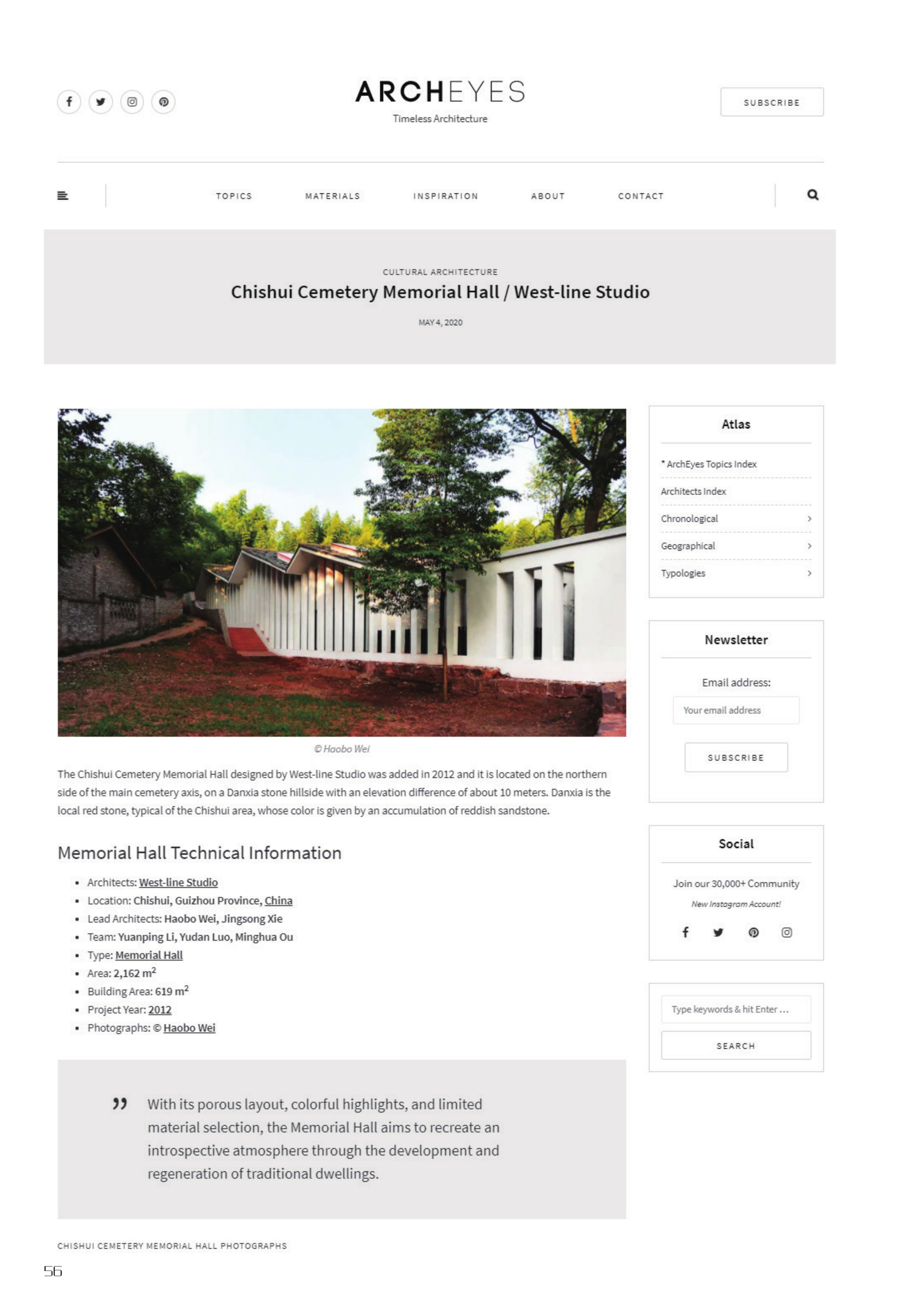 Chishui Cemetery Memorial Hall / West-line Studio