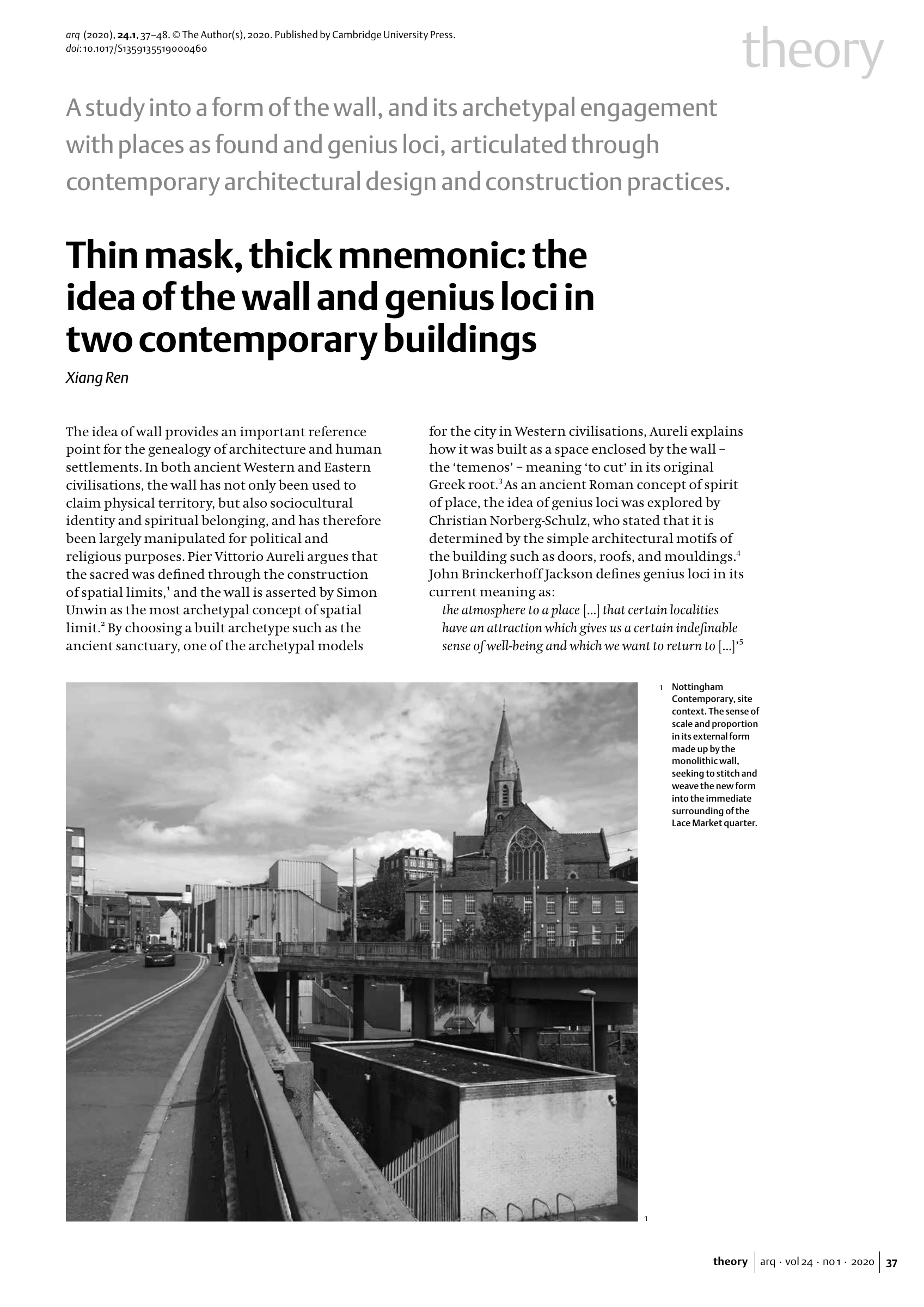 Thin mask, thick mnemonic: the idea of the wall and genius loci in two contemporary buildings