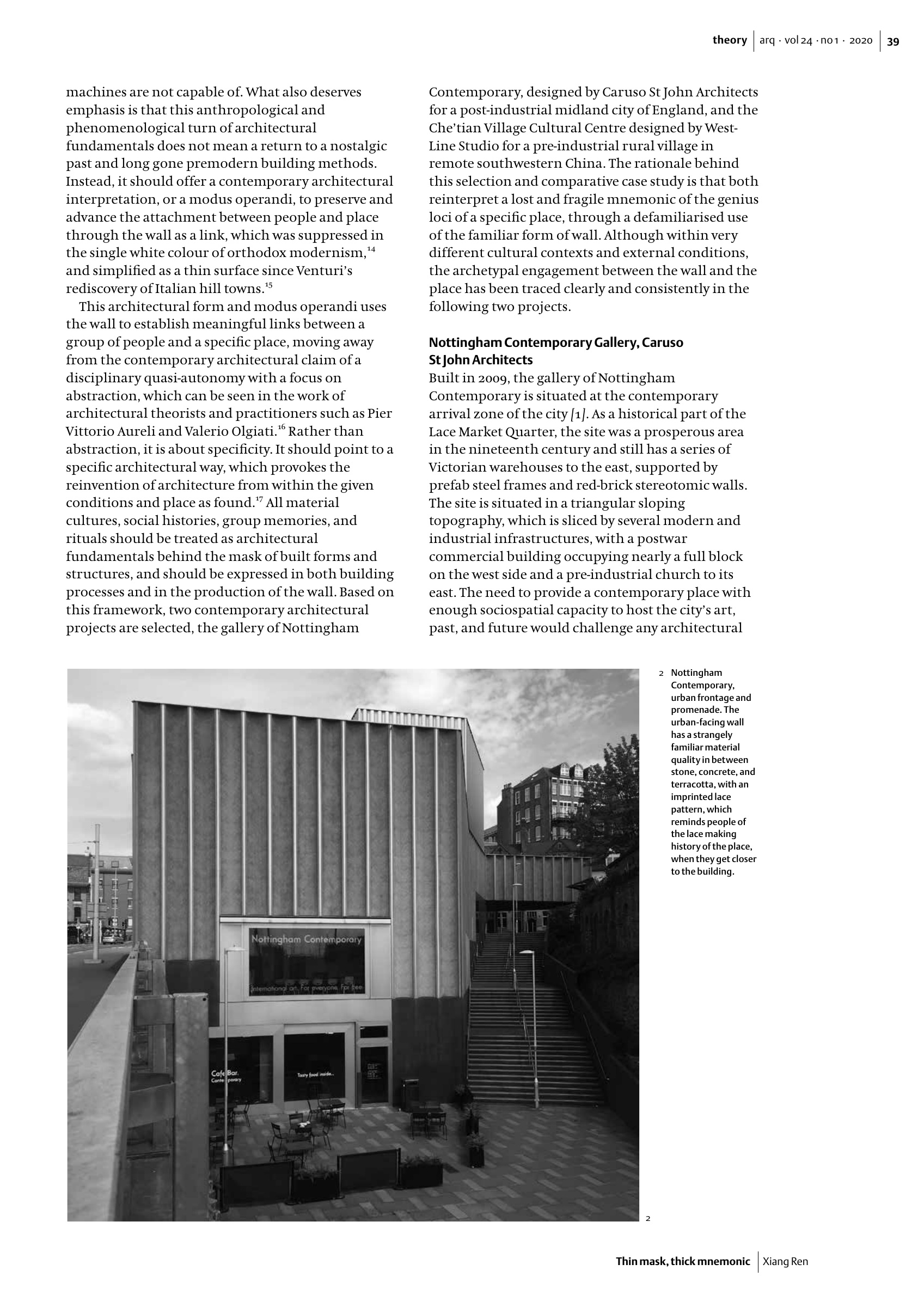 Thin mask, thick mnemonic: the idea of the wall and genius loci in two contemporary buildings
