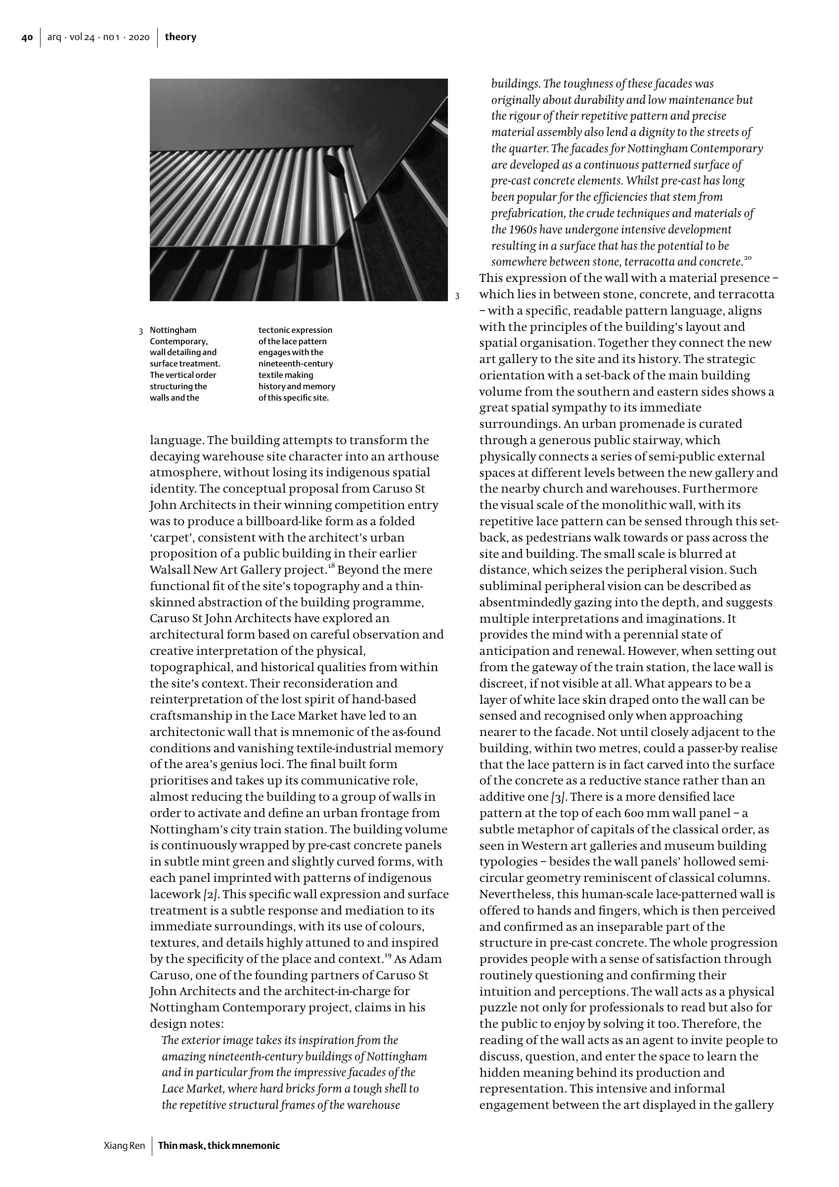Thin mask, thick mnemonic: the idea of the wall and genius loci in two contemporary buildings