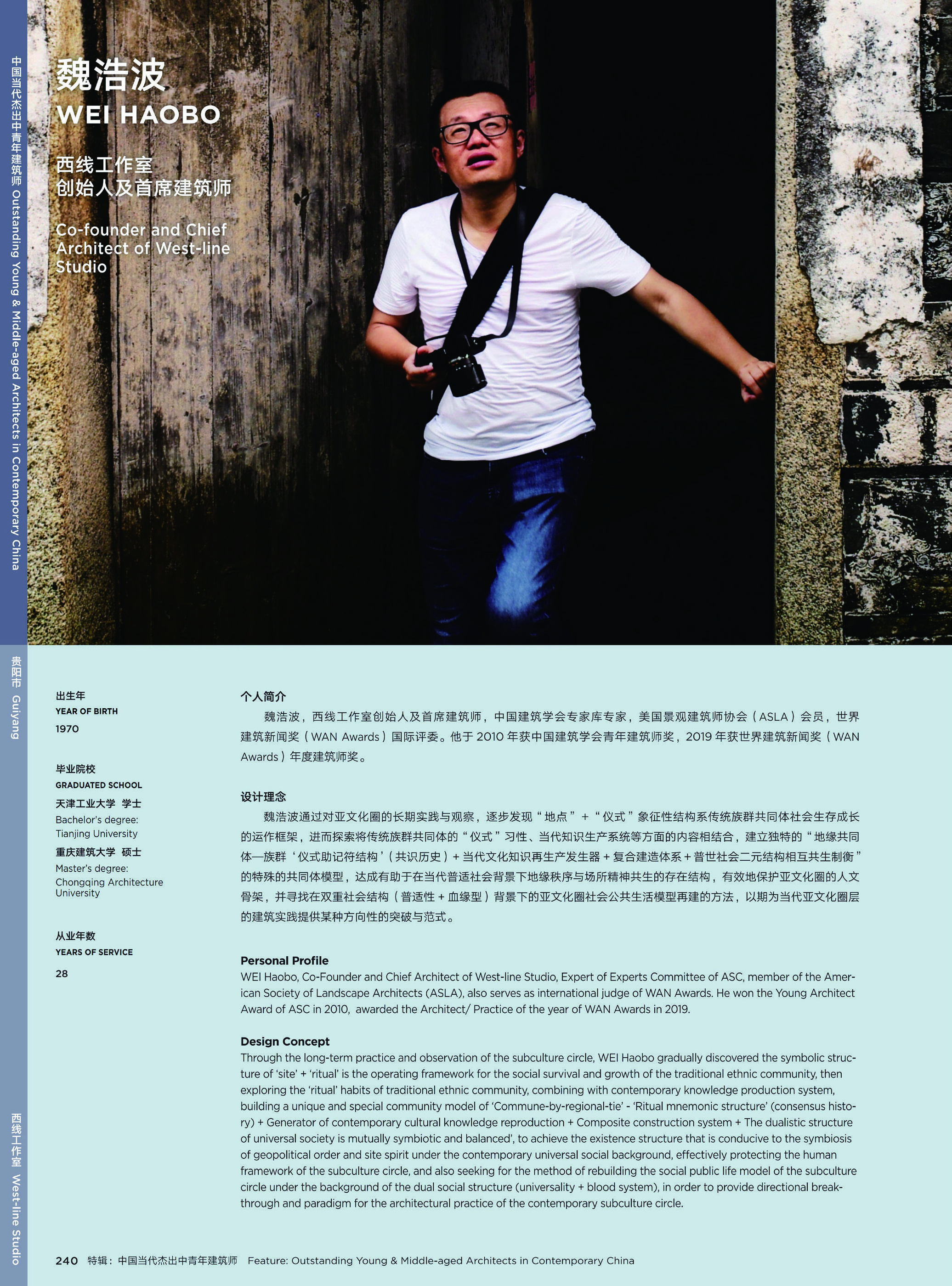 Outstanding Young & Middle-aged Architects in Contemporary China—WEI HAOBO